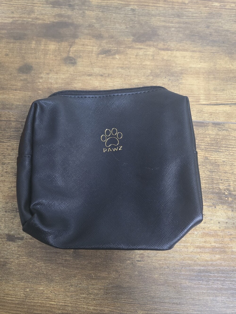 PAWZ Black Pouch with Gold Paw Emblem,